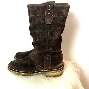 Clarks Originals Soho Houston Moto Boots Chocolate Brown Suede Size 6M